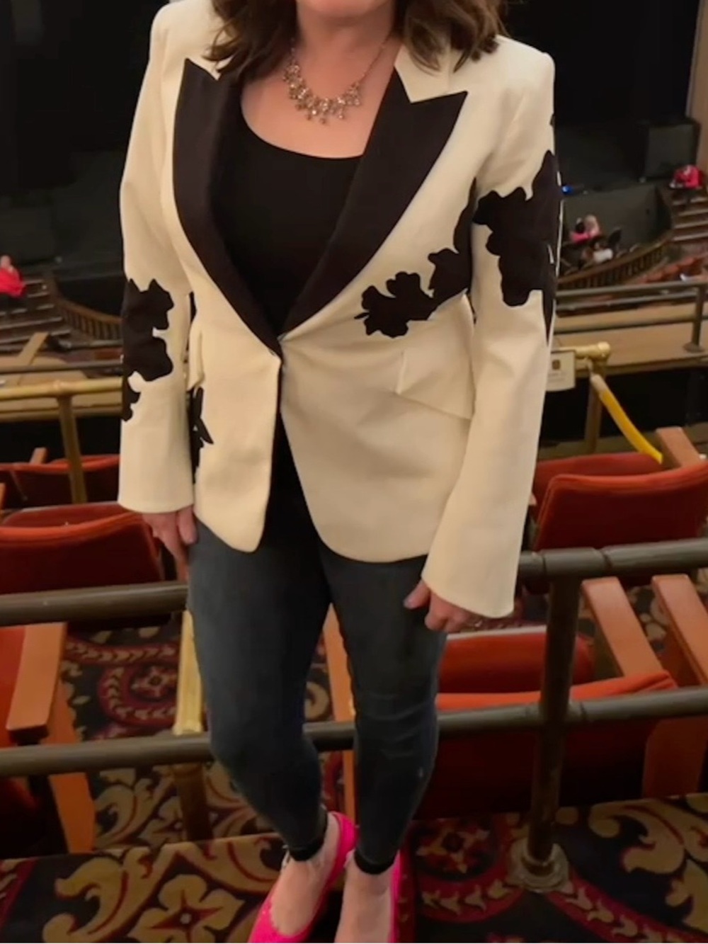 White House Black Market White Blazer with Black Floral Appliqué - Picture 13 of 13